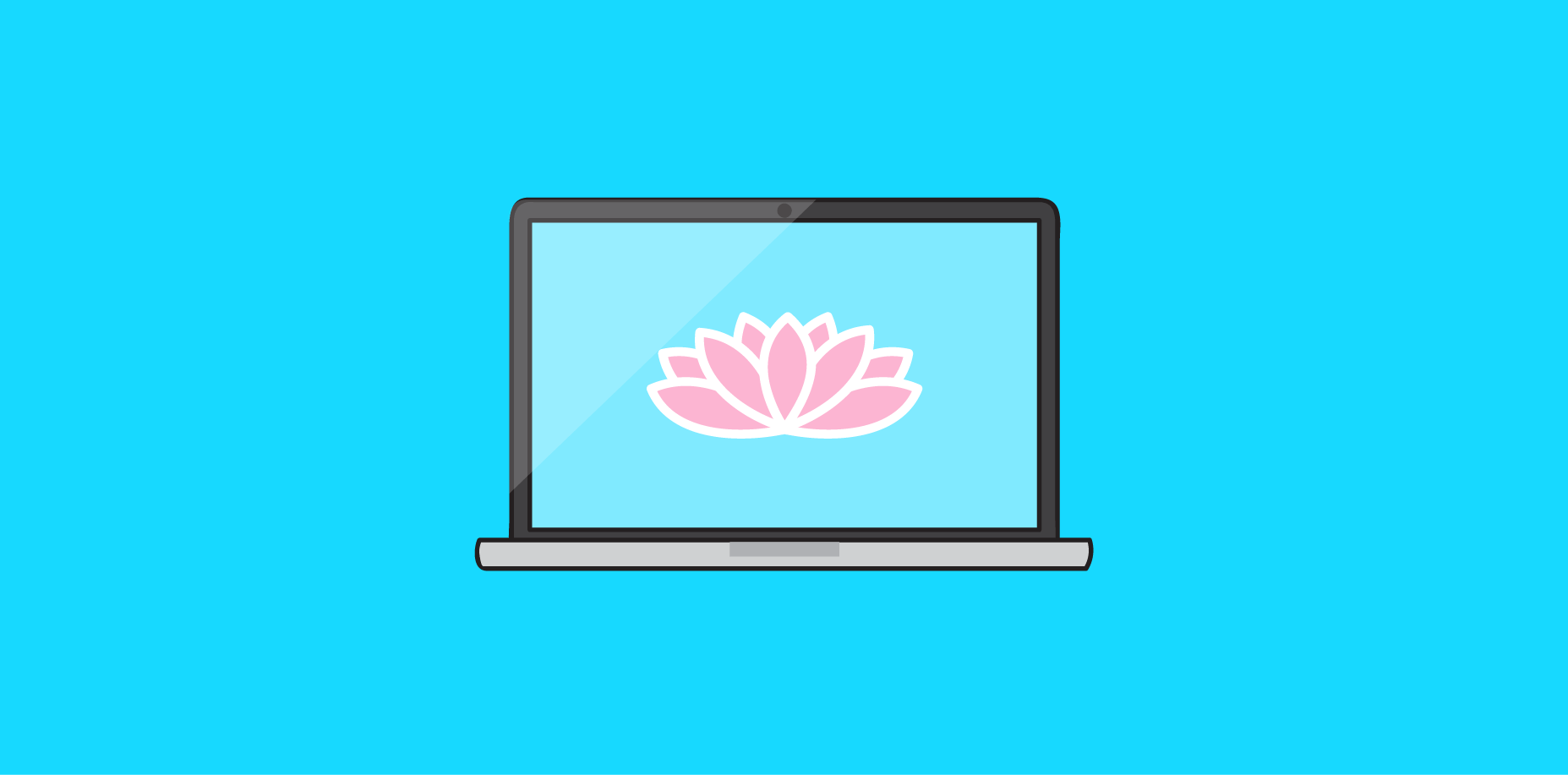 Lotus flower on a laptop screen