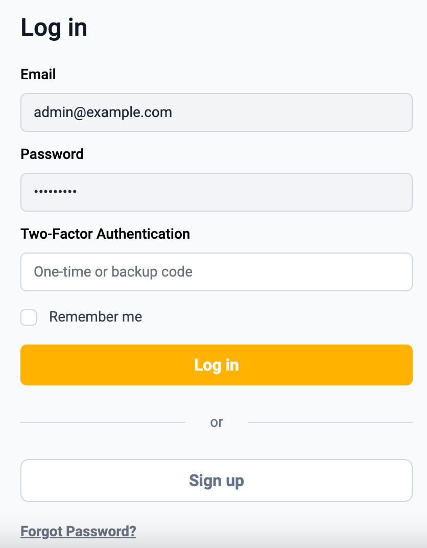 OTP attempt field appears if user has enabled two factor authentication