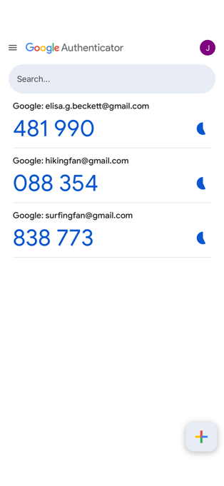 Google Authenticator screenshot