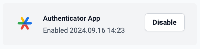 Authenticator App settings when it’s enabled