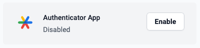 Authenticator App settings when it’s disabled