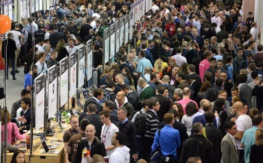 The crowd at the Web Summit 2015 expo hall